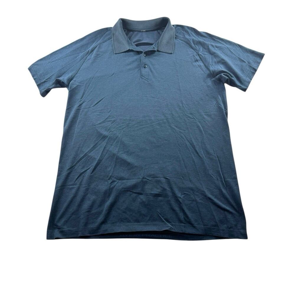 lululemon Metal Vent Tech Short Sleeve Polo Mens Size XL Blue Golf Business
